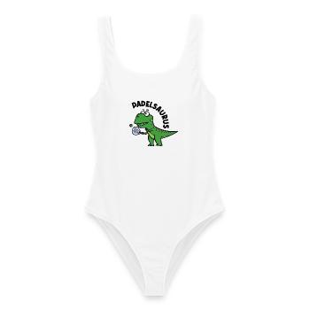 Dinosaur Padel Player Racket Ball Dire - Maillot de bain femme - blanc - Devant - AI Model Female 172 dark (172cm)