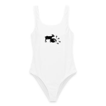 Fromage en tranches et chèvre, - Maillot de bain femme - blanc - Devant - AI Model Female 172 dark (172cm)