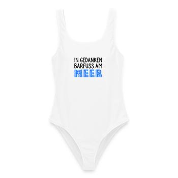 Strandspaziergang - Frauen Badeanzug - Weiß - Vorne - AI Model Female 172 dark (172cm)