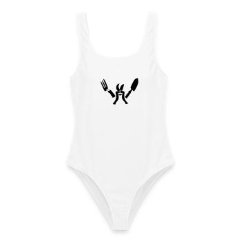 Jardinier prêt - Maillot de bain femme - blanc - Devant - AI Model Female 172 dark (172cm)