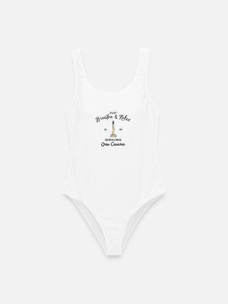 Durchatmen & Entspannen, Cran Canaria,, Spanien - Frauen Badeanzug - Weiß