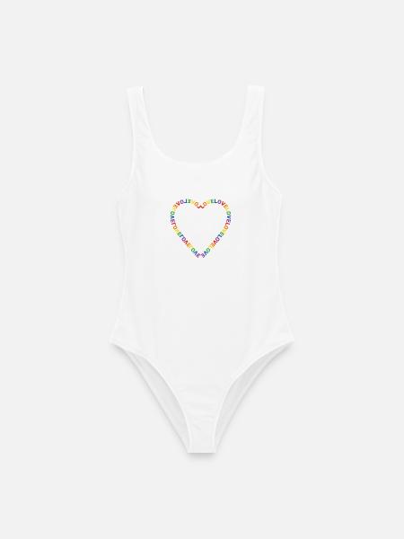 Regenbogen Herz Love LGBTQ+ - Frauen Badeanzug - Weiß