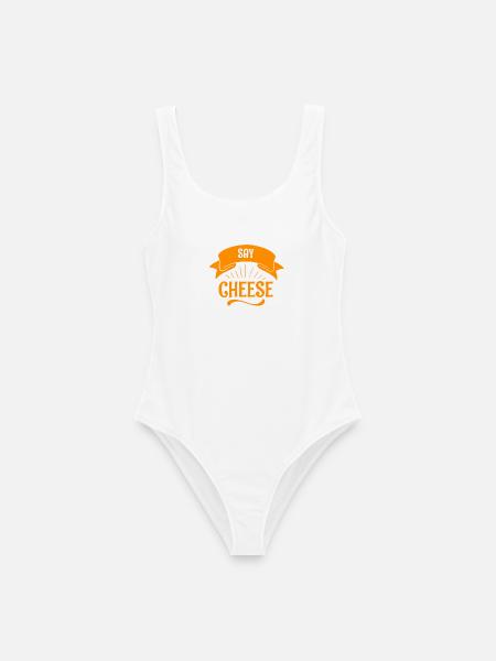 Say Cheese Orange Banner - Frauen Badeanzug - Weiß