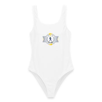 Saint-Jacques-de-Compostelle Vintage Badge - Maillot de bain femme - blanc - Devant - AI Model Female 172 dark (172cm)