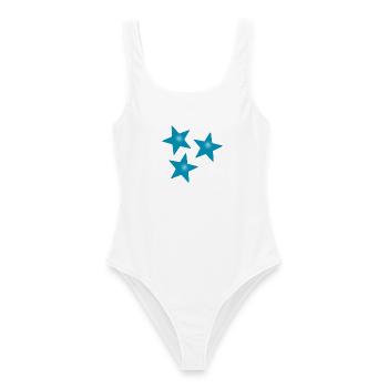 NOËL. ANNEE. ANNIVERSAIRE. RETRAITE. FÊTE. COEUR. - Maillot de bain femme - blanc - Devant - AI Model Female 172 dark (172cm)