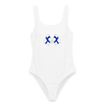 Deux drapeaux de la Finlande croisés - Maillot de bain femme - blanc - Devant - AI Model Female 172 dark (172cm)