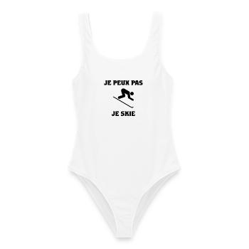 JE PEUX PAS. SKIER. SKI. RAQUETTE. SNOW. SNOWBOARD - Maillot de bain femme - blanc - Devant - AI Model Female 172 dark (172cm)
