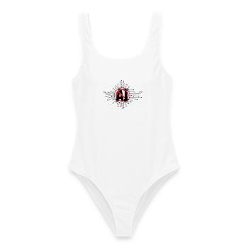 Arrêtez, n’utilisez pas l’intelligence artificielle, l’IA. - Maillot de bain femme - blanc - Devant - AI Model Female 172 dark (172cm)