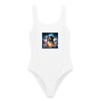 Bernese mountain dog - Women's Swimsuit - white - Front - AI Model Female 172 dark (172cm)