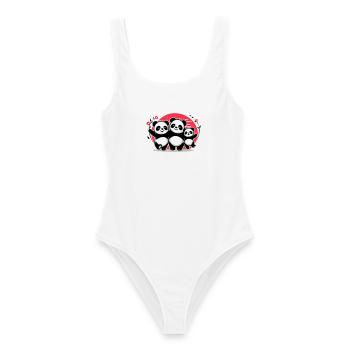 Famille Pandas - 1 parent 2 enfants - Maillot de bain femme - blanc - Devant - AI Model Female 172 dark (172cm)