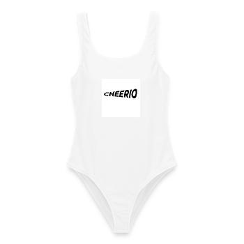 Kurven Schriftzug Cheerio Stil - Frauen Badeanzug - Weiß - Vorne - AI Model Female 172 dark (172cm)