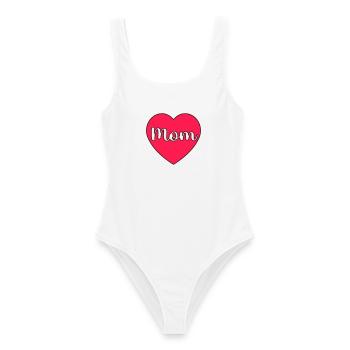 Coeur de maman - Maillot de bain femme - blanc - Devant - AI Model Female 172 dark (172cm)