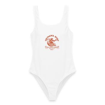 Okinawa Surf Monkey (kakoii surf) - Frauen Badeanzug - Weiß - Vorne - AI Model Female 172 dark (172cm)