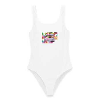 Qui suis-je ? LGBTQ+ ? - Maillot de bain femme - blanc - Devant - AI Model Female 172 dark (172cm)