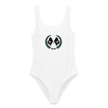 Drapeaux de pirates en couronne de laurier - Maillot de bain femme - blanc - Devant - AI Model Female 172 dark (172cm)