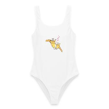 Girafes amoureuses - Maillot de bain femme - blanc - Devant - AI Model Female 172 dark (172cm)
