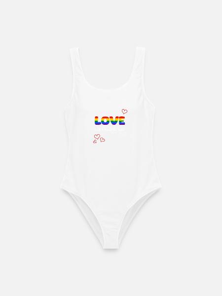 Love Wins Pride Rainbow - Frauen Badeanzug - Weiß