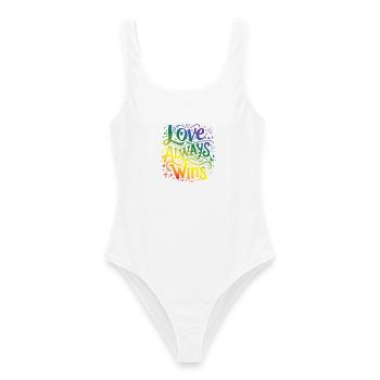 LGBTQ Pride Month - Love Always Wins - Women's Swimsuit - white - Front - AI Model Female 172 dark (172cm)