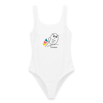 VACANCES. BONNES VACANCES. MAÎTRESSE. MAÎTRE. PROF - Maillot de bain femme - blanc - Devant - AI Model Female 172 dark (172cm)