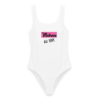 MISTRESS. THANK YOU. THANK YOU MISTRESS. MISTRESS - Women's Swimsuit - white - Front - AI Model Female 172 dark (172cm)