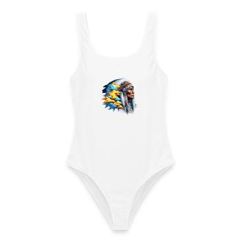 Amérindien Américain - Maillot de bain femme - blanc - Devant - AI Model Female 172 dark (172cm)