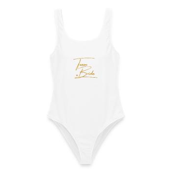 Team Bride! Personalisierbar - Frauen Badeanzug - Weiß - Vorne - AI Model Female 172 dark (172cm)