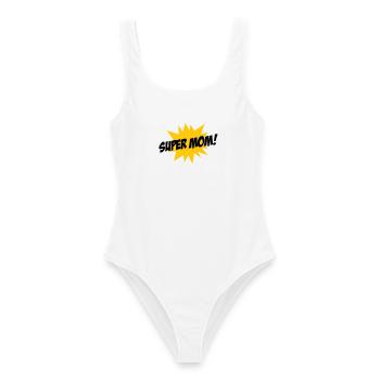 Super Maman - Fête des Mères - Maillot de bain femme - blanc - Devant - AI Model Female 172 dark (172cm)