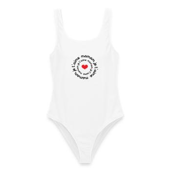 Je t'aime maman / fête des mères - Maillot de bain femme - blanc - Devant - AI Model Female 172 dark (172cm)