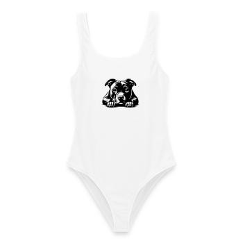 Staffordshire Bull Terrier Head with Paws - Women's Swimsuit - white - Front - AI Model Female 172 dark (172cm)