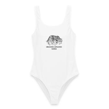 Grandes Jorasses, Haute Montagne, Mont-Blanc, Montagne - Maillot de bain femme - blanc - Devant - AI Model Female 172 dark (172cm)