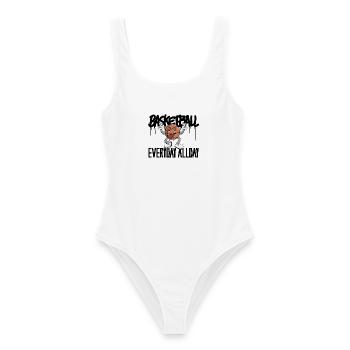 Basketball – dynamisches Sportmotiv - Frauen Badeanzug - Weiß - Vorne - AI Model Female 172 dark (172cm)