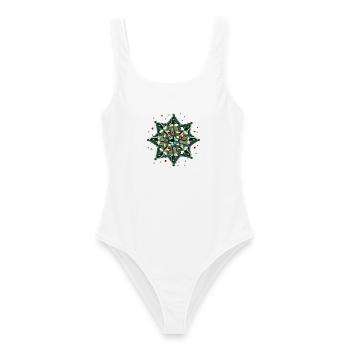 grand poinsettia de style géométrique - Maillot de bain femme - blanc - Devant - AI Model Female 172 dark (172cm)