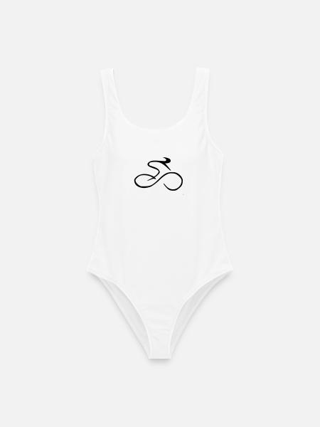 Rennrad Linienkunst Schwarz - Frauen Badeanzug - Weiß