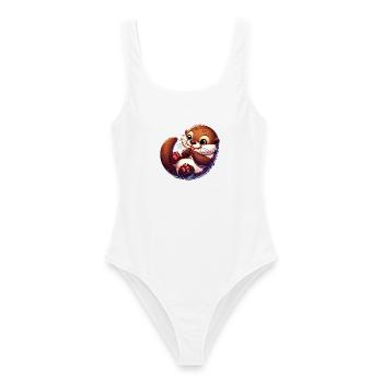 Loutre - Maillot de bain femme - blanc - Devant - AI Model Female 172 dark (172cm)