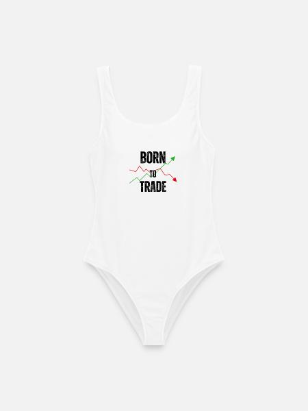BORN TO TRADE - Frauen Badeanzug - Weiß