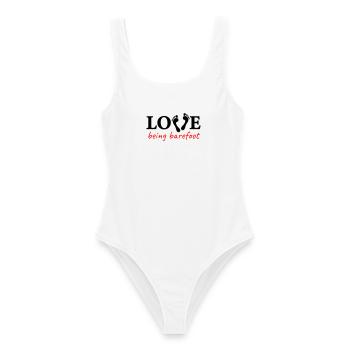 l’amour d’être pieds nus Version 2 - l’amour d’être pieds nus - Maillot de bain femme - blanc - Devant - AI Model Female 172 dark (172cm)