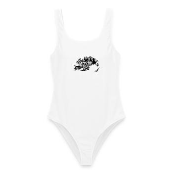 Motorrad frei Berge Dolomiten Biker Symbol Logo - Frauen Badeanzug - Weiß - Vorne - AI Model Female 172 dark (172cm)