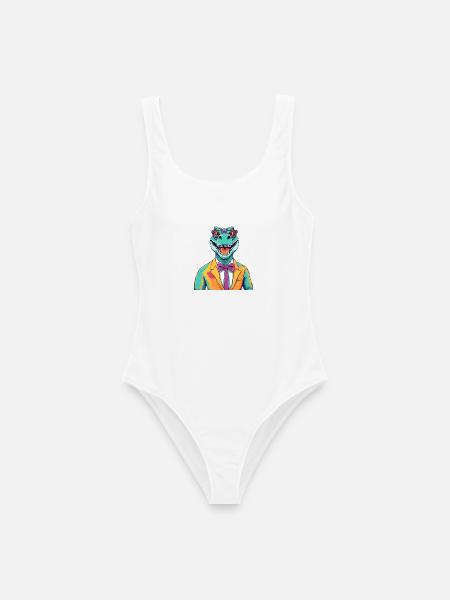 Dinosaurier Anwalt Cartoon Design - Frauen Badeanzug - Weiß