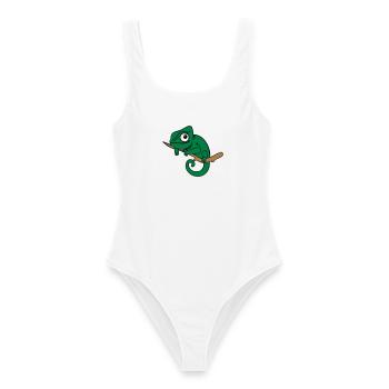 Lui le Caméléon, Tricolore - Maillot de bain femme - blanc - Devant - AI Model Female 172 dark (172cm)