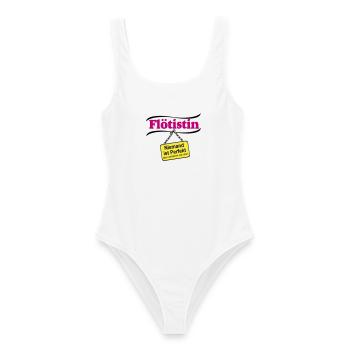 Flötistin Pink – Niemand ist Perfekt - Frauen Badeanzug - Weiß - Vorne - AI Model Female 172 dark (172cm)