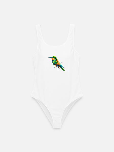farbenfroher geometrischer Bienenfresser Vogel - Frauen Badeanzug - Weiß