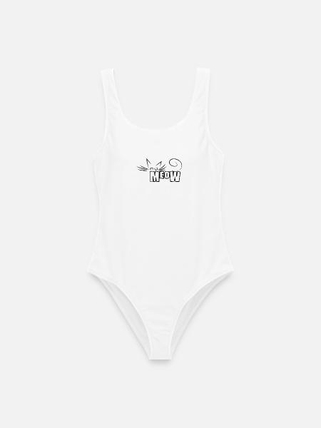 Miau! - Eleganter Katzenumriss - Frauen Badeanzug - Weiß