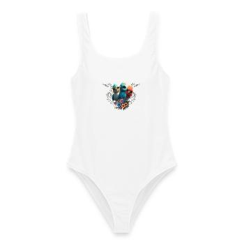 The Happy Bird Gang - Women's Swimsuit - white - Front - AI Model Female 172 dark (172cm)