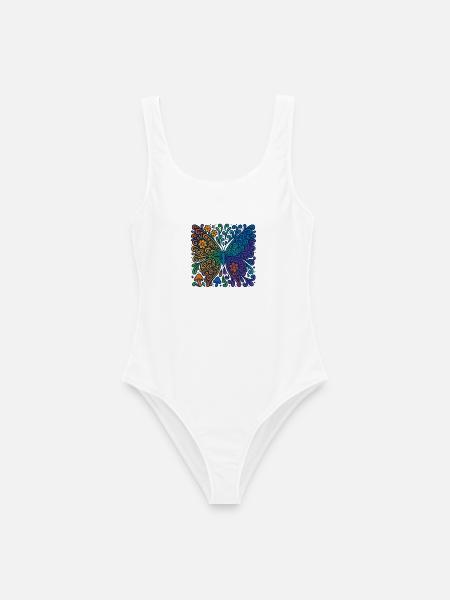 Psychedelischer Regenbogen-Schmetterling - Frauen Badeanzug - Weiß
