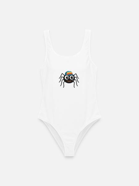 Coole Spinne mit Retro-Cappy – süß & frech - Frauen Badeanzug - Weiß