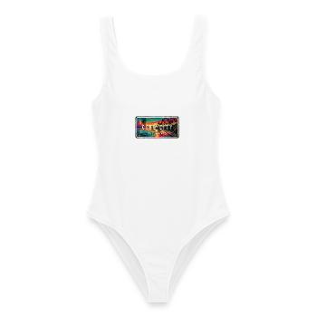 Cebu City – Tropical Retro Schild - Frauen Badeanzug - Weiß - Vorne - AI Model Female 172 dark (172cm)