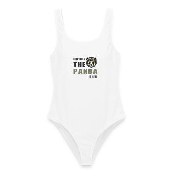Panda tactique – Restez calme - Maillot de bain femme - blanc - Devant - AI Model Female 172 dark (172cm)