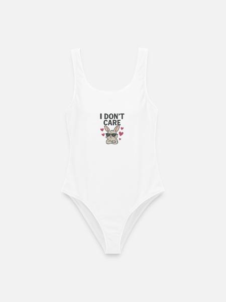 I Don’t Care Bunny süßer Hase Herz - Frauen Badeanzug - Weiß