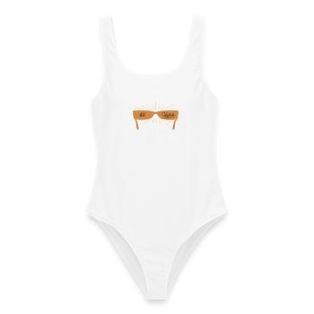 Soyez élégant avec des lunettes de soleil - Maillot de bain femme - blanc - Devant - AI Model Female 172 dark (172cm)