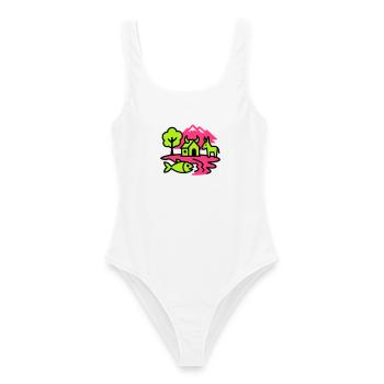 Naïve Pop Art Landscape - Women's Swimsuit - white - Front - AI Model Female 172 dark (172cm)